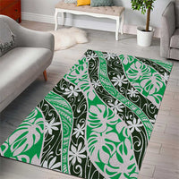 Matie Tahiti Tiare Monstera Area Rug Polynesian Pattern Curve Style - Polynesian Pride