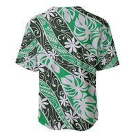 Matie Tahiti Tiare Monstera Baseball Jersey Polynesian Pattern Curve Style LT01 - Polynesian Pride