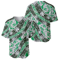 Matie Tahiti Tiare Monstera Baseball Jersey Polynesian Pattern Curve Style LT01 - Polynesian Pride