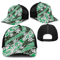 Matie Tahiti Tiare Monstera Baseball Net Cap Polynesian Pattern Curve Style LT01 - Polynesian Pride