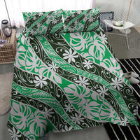 Matie Tahiti Tiare Monstera Bedding Set Polynesian Pattern Curve Style - Polynesian Pride