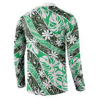 Matie Tahiti Tiare Monstera Button Sweatshirt Polynesian Pattern Curve Style - Polynesian Pride