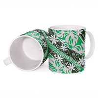 Matie Tahiti Tiare Monstera Ceramic Mug Polynesian Pattern Curve Style - Polynesian Pride