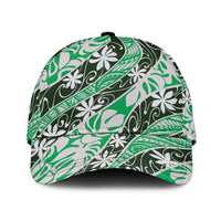 Matie Tahiti Tiare Monstera Classic Cap Polynesian Pattern Curve Style LT01 Universal Fit Green - Polynesian Pride