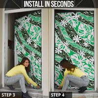 Matie Tahiti Tiare Monstera Door Cover Polynesian Pattern Curve Style - Polynesian Pride