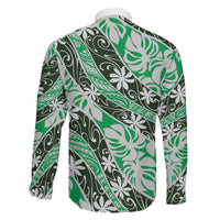 Matie Tahiti Tiare Monstera Family Matching Long Sleeve Bodycon Dress and Hawaiian Shirt Polynesian Pattern Curve Style - Polynesian Pride