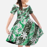Matie Tahiti Tiare Monstera Family Matching Mermaid Dress and Hawaiian Shirt Polynesian Pattern Curve Style - Polynesian Pride