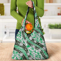 Matie Tahiti Tiare Monstera Grocery Bag Polynesian Pattern Curve Style - Polynesian Pride
