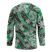 Matie Tahiti Tiare Monstera Hockey Jersey Polynesian Pattern Curve Style - Polynesian Pride