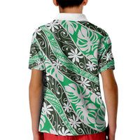 Matie Tahiti Tiare Monstera Kid Polo Shirt Polynesian Pattern Curve Style LT01 - Polynesian Pride