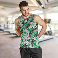 Matie Tahiti Tiare Monstera Men Tank Top Polynesian Pattern Curve Style - Polynesian Pride