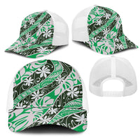 Matie Tahiti Tiare Monstera Mesh Trucker Cap Polynesian Pattern Curve Style LT01 - Polynesian Pride