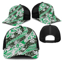 Matie Tahiti Tiare Monstera Mesh Trucker Cap Polynesian Pattern Curve Style LT01 - Polynesian Pride