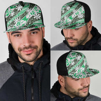 Matie Tahiti Tiare Monstera Mesh Trucker Cap Polynesian Pattern Curve Style - Polynesian Pride