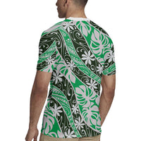 Matie Tahiti Tiare Monstera Rugby Jersey Polynesian Pattern Curve Style LT01 - Polynesian Pride