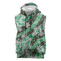 Matie Tahiti Tiare Monstera Sleeveless Hoodie Polynesian Pattern Curve Style - Polynesian Pride