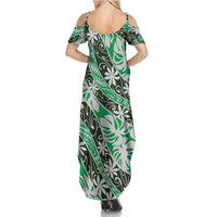 Matie Tahiti Tiare Monstera Summer Maxi Dress Polynesian Pattern Curve Style LT01 - Polynesian Pride