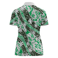 Matie Tahiti Tiare Monstera Women Polo Shirt Polynesian Pattern Curve Style LT01 - Polynesian Pride
