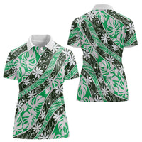 Matie Tahiti Tiare Monstera Women Polo Shirt Polynesian Pattern Curve Style LT01 - Polynesian Pride