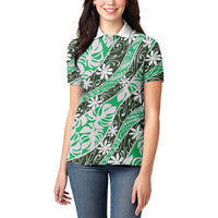 Matie Tahiti Tiare Monstera Women Polo Shirt Polynesian Pattern Curve Style LT01 - Polynesian Pride