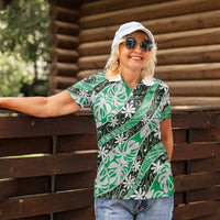 Matie Tahiti Tiare Monstera Women Polo Shirt Polynesian Pattern Curve Style LT01 - Polynesian Pride