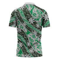 Matie Tahiti Tiare Monstera Zipper Polo Shirt Polynesian Pattern Curve Style LT01 - Polynesian Pride