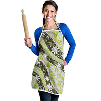 Olive Tahiti Tiare Monstera Apron Polynesian Pattern Curve Style - Polynesian Pride