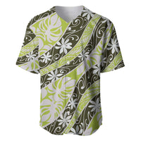 Olive Tahiti Tiare Monstera Baseball Jersey Polynesian Pattern Curve Style LT01 Olive - Polynesian Pride