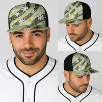 Olive Tahiti Tiare Monstera Baseball Net Cap Polynesian Pattern Curve Style LT01 - Polynesian Pride