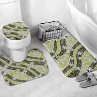 Olive Tahiti Tiare Monstera Bathroom Set Polynesian Pattern Curve Style - Polynesian Pride