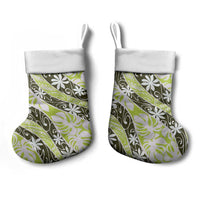 Olive Tahiti Tiare Monstera Christmas Stocking Polynesian Pattern Curve Style - Polynesian Pride