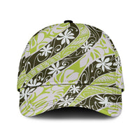Olive Tahiti Tiare Monstera Classic Cap Polynesian Pattern Curve Style LT01 Universal Fit Olive - Polynesian Pride