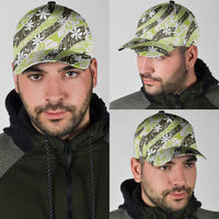 Olive Tahiti Tiare Monstera Classic Cap Polynesian Pattern Curve Style - Polynesian Pride