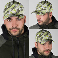Olive Tahiti Tiare Monstera Classic Cap Polynesian Pattern Curve Style LT01 - Polynesian Pride