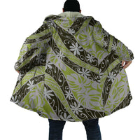 Olive Tahiti Tiare Monstera Cloak Polynesian Pattern Curve Style - Polynesian Pride