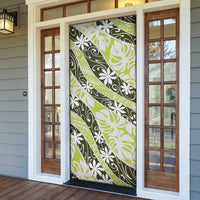 Olive Tahiti Tiare Monstera Door Cover Polynesian Pattern Curve Style - Polynesian Pride
