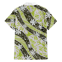 Olive Tahiti Tiare Monstera Family Matching Long Sleeve Bodycon Dress and Hawaiian Shirt Polynesian Pattern Curve Style - Polynesian Pride