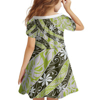 Olive Tahiti Tiare Monstera Family Matching Puletasi and Hawaiian Shirt Polynesian Pattern Curve Style - Polynesian Pride