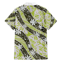 Olive Tahiti Tiare Monstera Family Matching Tank Maxi Dress and Hawaiian Shirt Polynesian Pattern Curve Style - Polynesian Pride