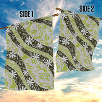 Olive Tahiti Tiare Monstera Garden Flag Polynesian Pattern Curve Style - Polynesian Pride