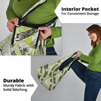 Olive Tahiti Tiare Monstera Grocery Bag Polynesian Pattern Curve Style - Polynesian Pride