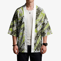 Olive Tahiti Tiare Monstera Kimono Polynesian Pattern Curve Style - Polynesian Pride