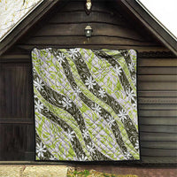 Olive Tahiti Tiare Monstera Quilt Polynesian Pattern Curve Style - Polynesian Pride