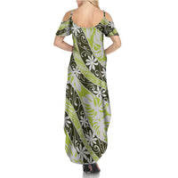Olive Tahiti Tiare Monstera Summer Maxi Dress Polynesian Pattern Curve Style LT01 - Polynesian Pride