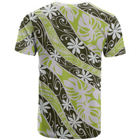 Olive Tahiti Tiare Monstera T Shirt Polynesian Pattern Curve Style LT01 - Polynesian Pride