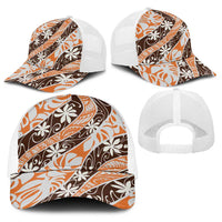 Puatou Tahiti Tiare Monstera Baseball Net Cap Polynesian Pattern Curve Style LT01 - Polynesian Pride