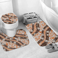 Puatou Tahiti Tiare Monstera Bathroom Set Polynesian Pattern Curve Style - Polynesian Pride