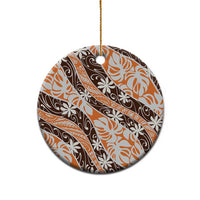Puatou Tahiti Tiare Monstera Ceramic Ornament Polynesian Pattern Curve Style - Polynesian Pride