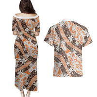Puatou Tahiti Tiare Monstera Couples Matching Puletasi and Hawaiian Shirt Polynesian Pattern Curve Style LT01 - Polynesian Pride