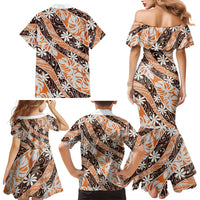 Puatou Tahiti Tiare Monstera Family Matching Mermaid Dress and Hawaiian Shirt Polynesian Pattern Curve Style - Polynesian Pride
